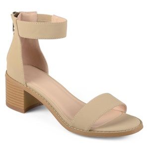 Open Toe Ankle Strap Nude Chunky Heel
